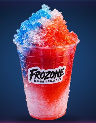 Frozone shaved ice in red, white and blue